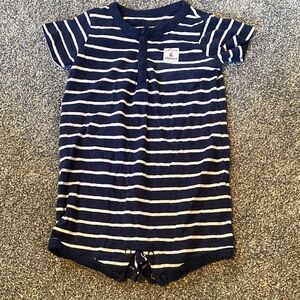 Carter's Navy and White Striped Romper
